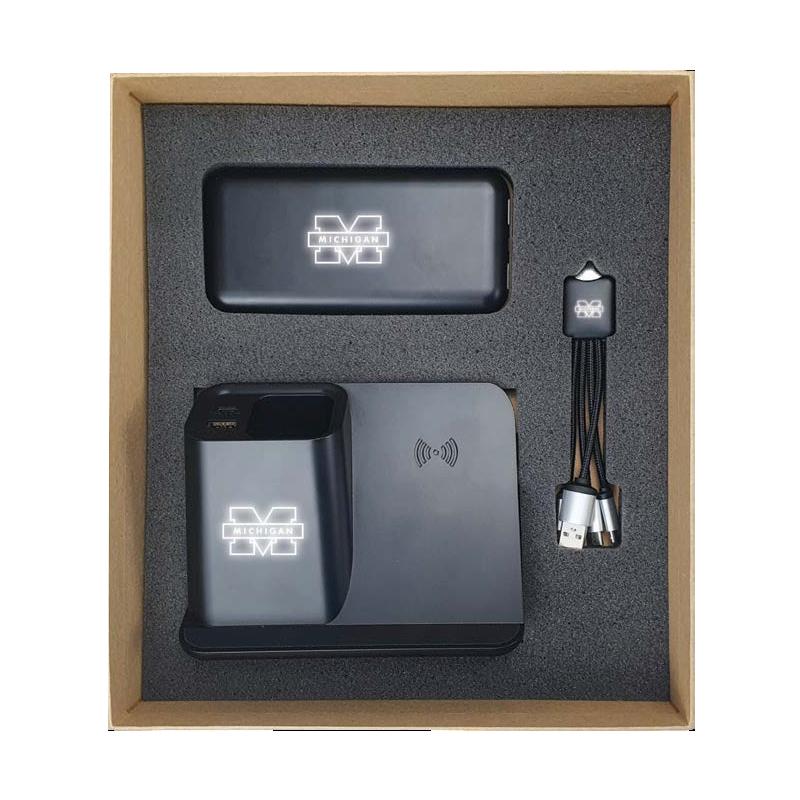 WGS-19- Natural Cardboard Gift Box With Multi-Functional Desktop Penholder with Wireless Charging